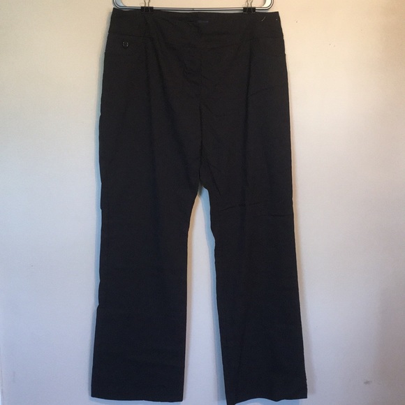 Reitmans Plus Grey & Black Striped Bootcut Pants - Picture 1 of 7